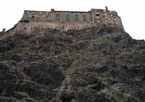 Edinburgh castle pictured from the bottom of the hill