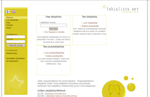 Screenshot from Lahjalista.net front page