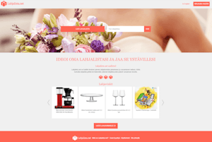 Screenshot from Lahjalista.net front page