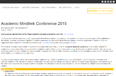 Screenshot from Mindtrek 2015 Conference website