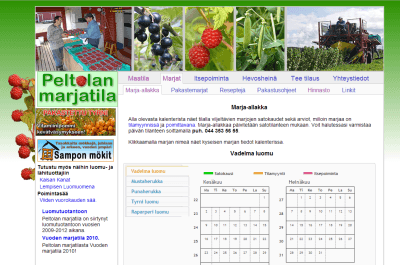 Screenshot from Peltolan marjatila website